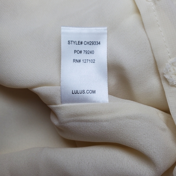 Lulus Frill Factor Cream Dotted Sheer Sleeve Romper Sz XS - Picture 5 of 17